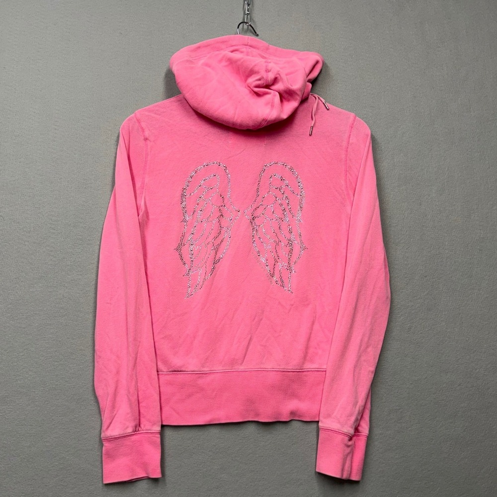 Victoria's Secret Hoodie Women S Pink Supermodel Essentials Rhinestone Wings Y2K